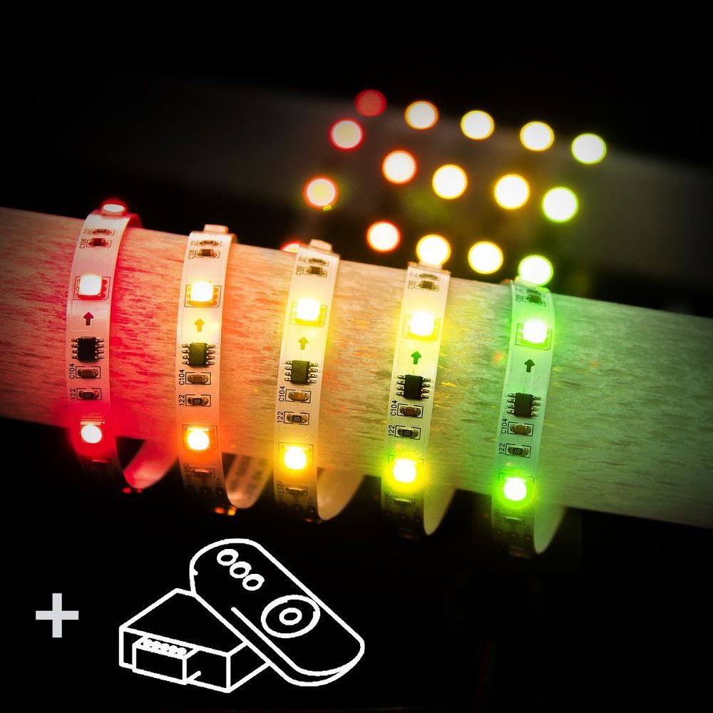 Комплект светодиодной ленты 12V 7,2W/м 30Led/м 5050 RW IP20 Бегущая волна RGB 5 м Set Led Strip 5050 5m 12V 30Led 7,2 W RW IP20