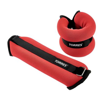 Утяжелители универсальныеTORRES 2 кг, PL110182 (2штх1кг),неопрен, металл. песок, красно-черны