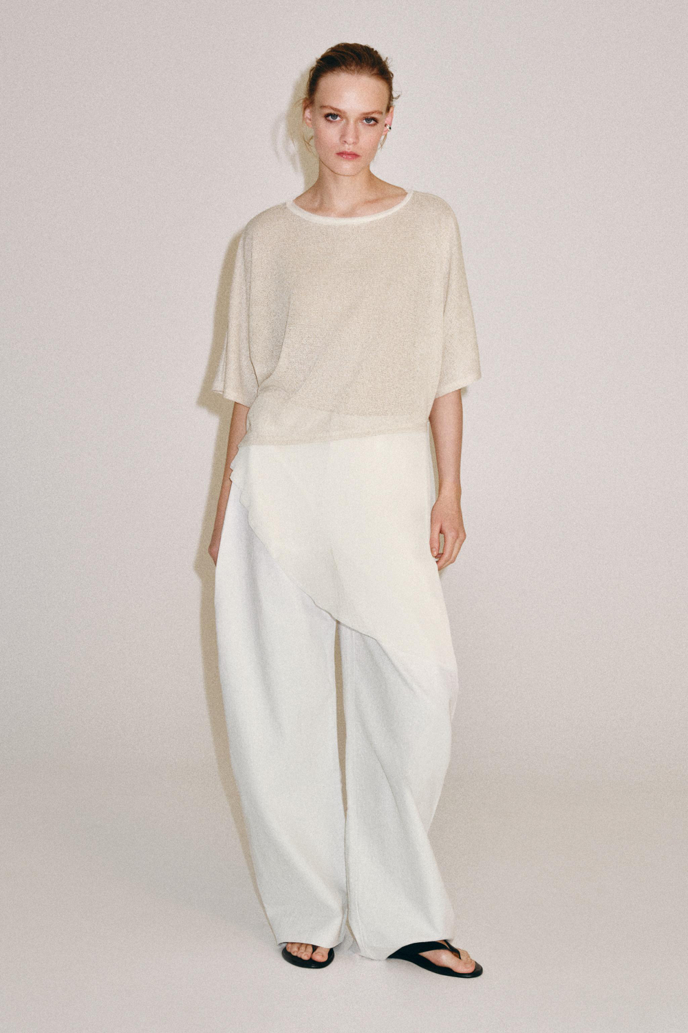 ZARA КОМБИНИРОВАННЫЙ ТОП, ПЕСОЧНЫЙ