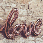 Фольгированный шар (41''/104 см) Фигура, Надпись "Love", Розовое Золото