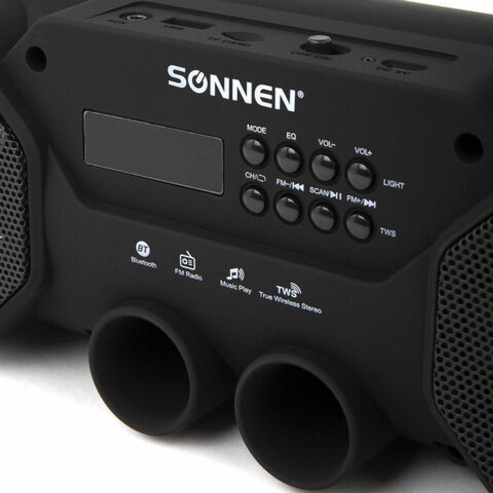 Колонка портативная с подсветкой SONNEN B306, 12 Вт, Bluetooth, FM-тюнер, microSD, MP3-плеер, черная, 513479