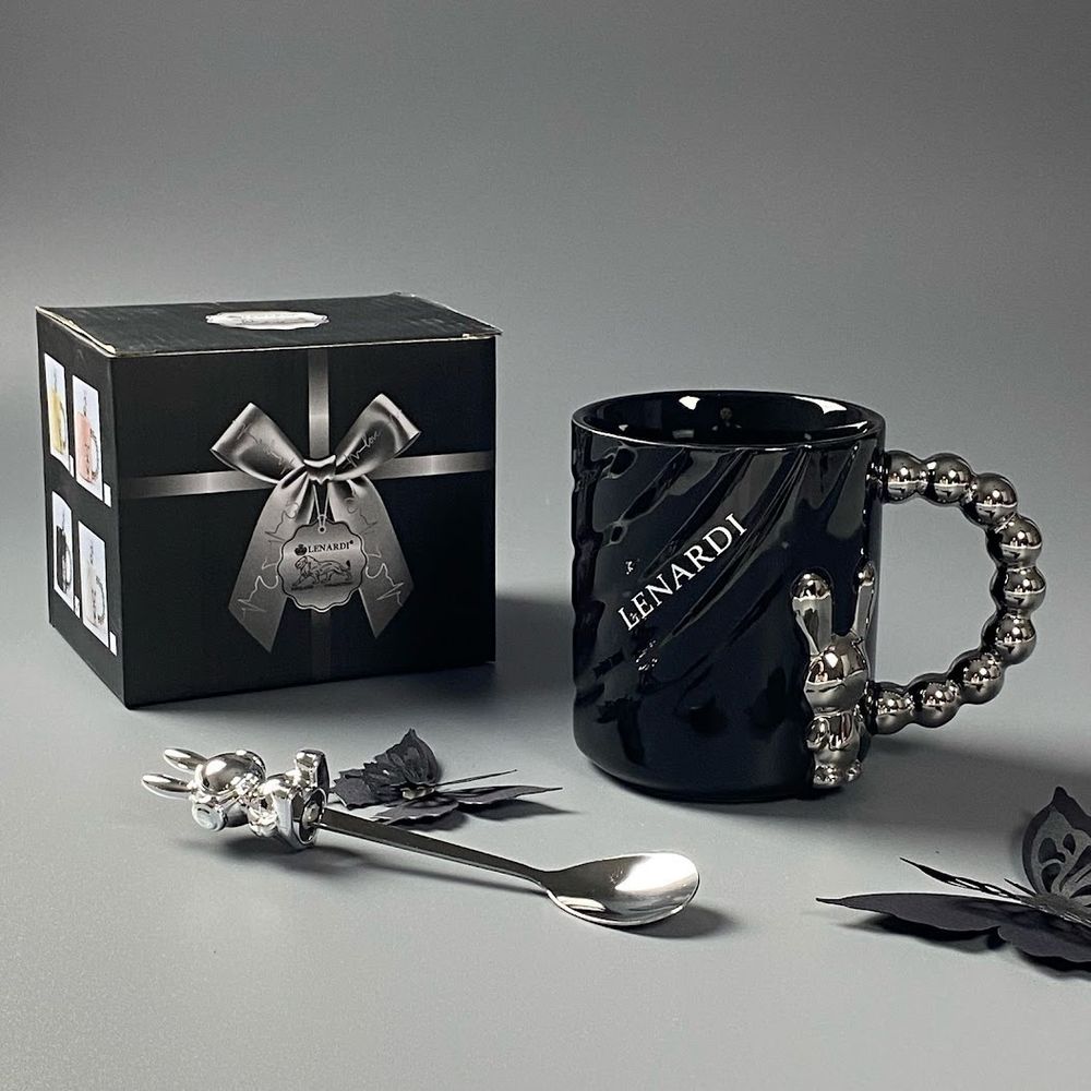 Lenardi 315-072 Кружка 430мл с ложкой в под.уп.(х36)Фарфор