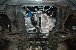 Защита картера двигателя, КПП (2 мм, сталь) для Honda Jazz 2007-2013 (V - 1.2; 1.4), Honda Insight 2009-2014 (V - 1.2; 1.4), Honda Freed 2008-2016 (V - 1.2; 1.4), Honda Fit 2007-2013 (V - 1.2; 1.4) Sheriff.09.1652