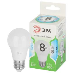 Лампа светодиодная ЭРА GREEN LINE LED A60-8W-840-E27 GL 8Вт груша яркий белый свет E27 | Лампы cветодиодные Груша (A)
