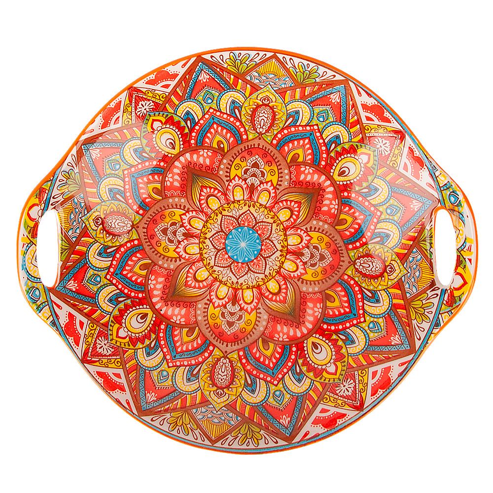 Блюдо с ручками " " (оранжевый) 22.5х20.5х4.5см (min9) (транспортная упаковка)