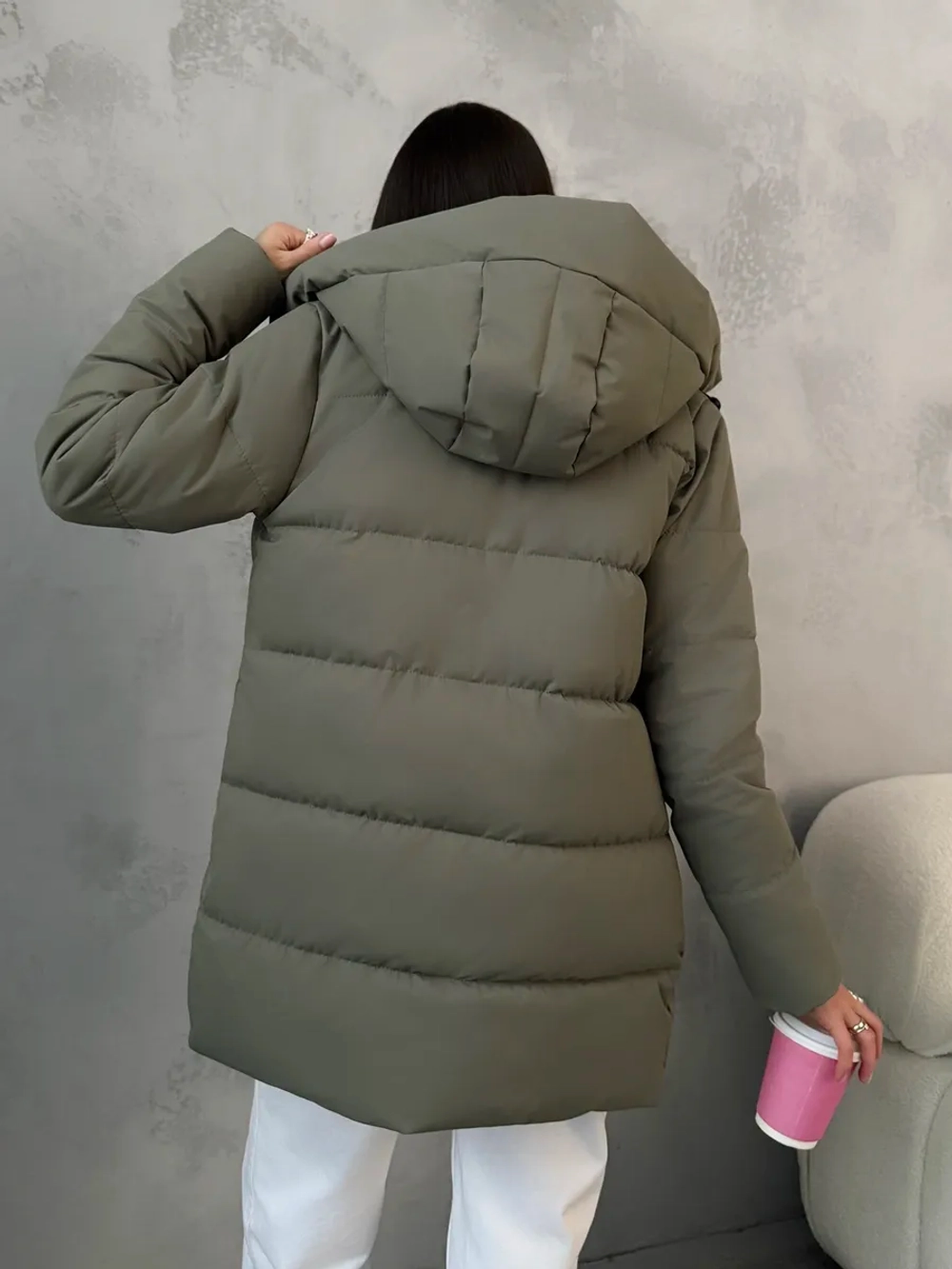 Куртка весенняя удлиненная с капюшоном