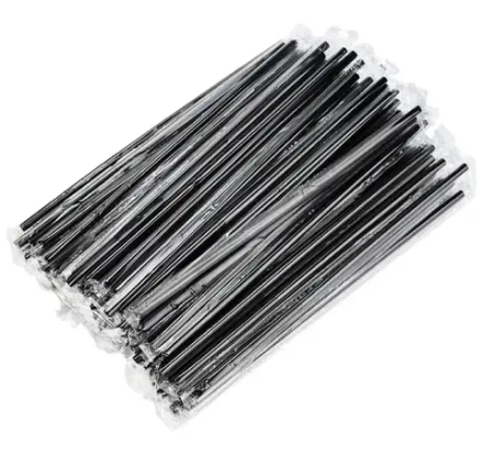 Трубочки в индвидуальной упаковке черные 8*240 250 шт