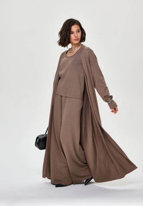 Костюм-тройка брючный с кардиганом и топом трикотажный