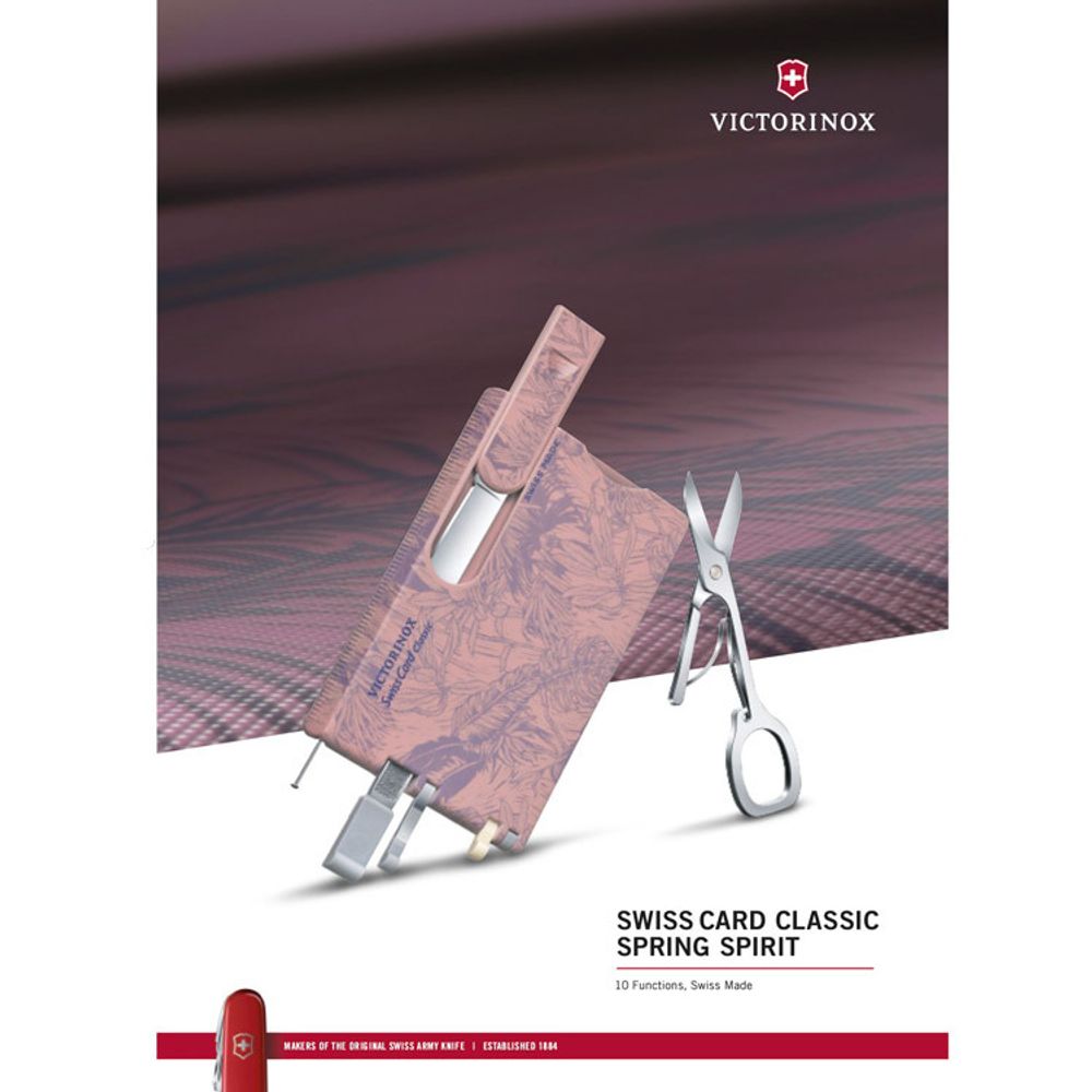 Швейцарская карта Victorinox SwissCard Classic 10 функций розовая (0.7155)