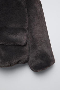 ZARA КУРТКА ИЗ ИСКУССТВЕННОГО МЕХА, АНТРАЦИТОВО-СЕРЫЙ