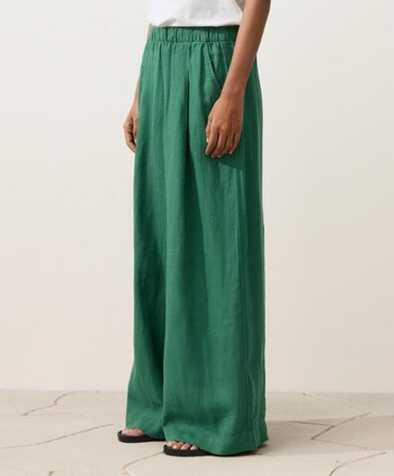 OYSHO Брюки с широкими штанинами из 100% льна, изумрудно-зеленый