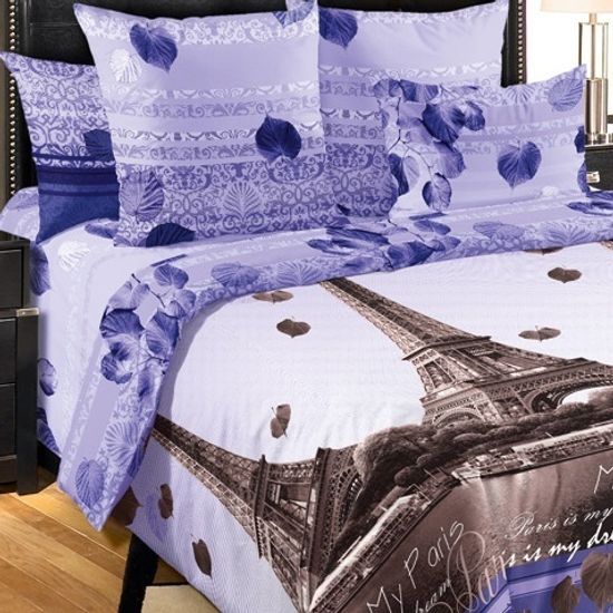 Двуспальный комплект постельного белья Романтика Парижа поплин