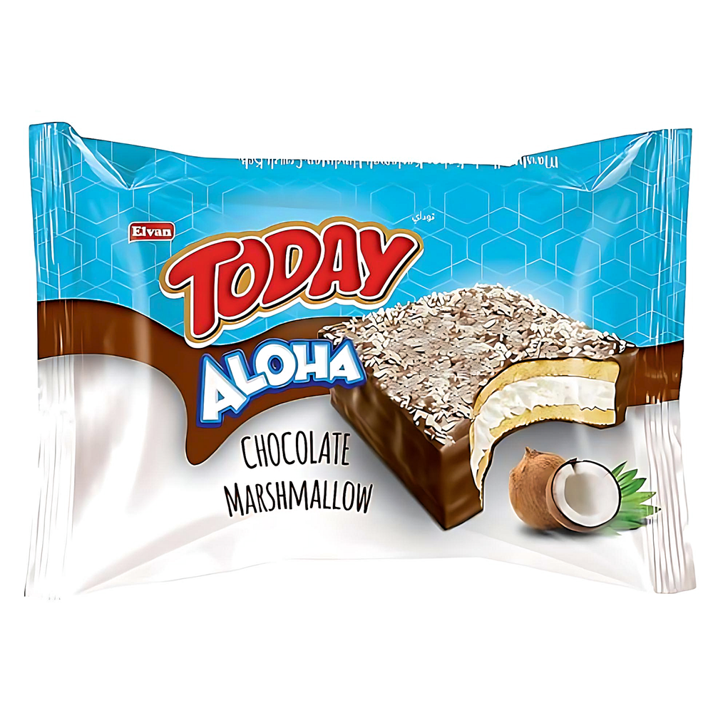 Кекс-донат маршмеллоу в глазури с кокосовой посыпкой Elvan Today Aloha Chocolate Marshmallow 40 г