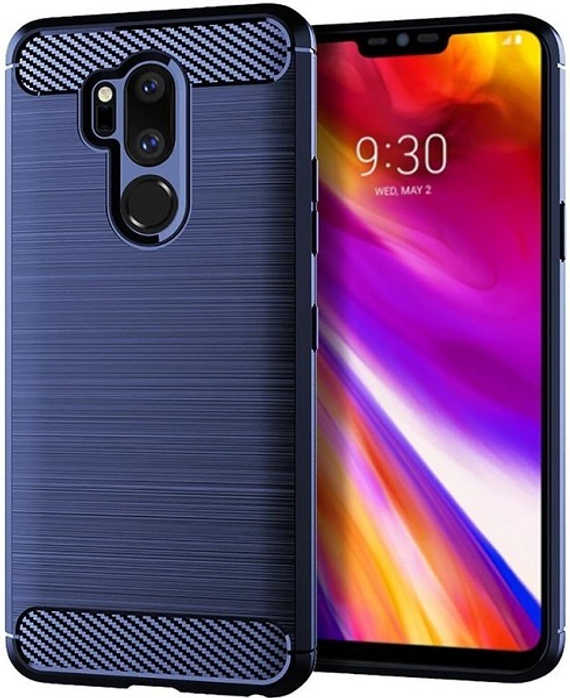 Чехол для LG G7 ThinQ (G7+ ThinQ) цвет Blue (синий), серия Carbon от Caseport