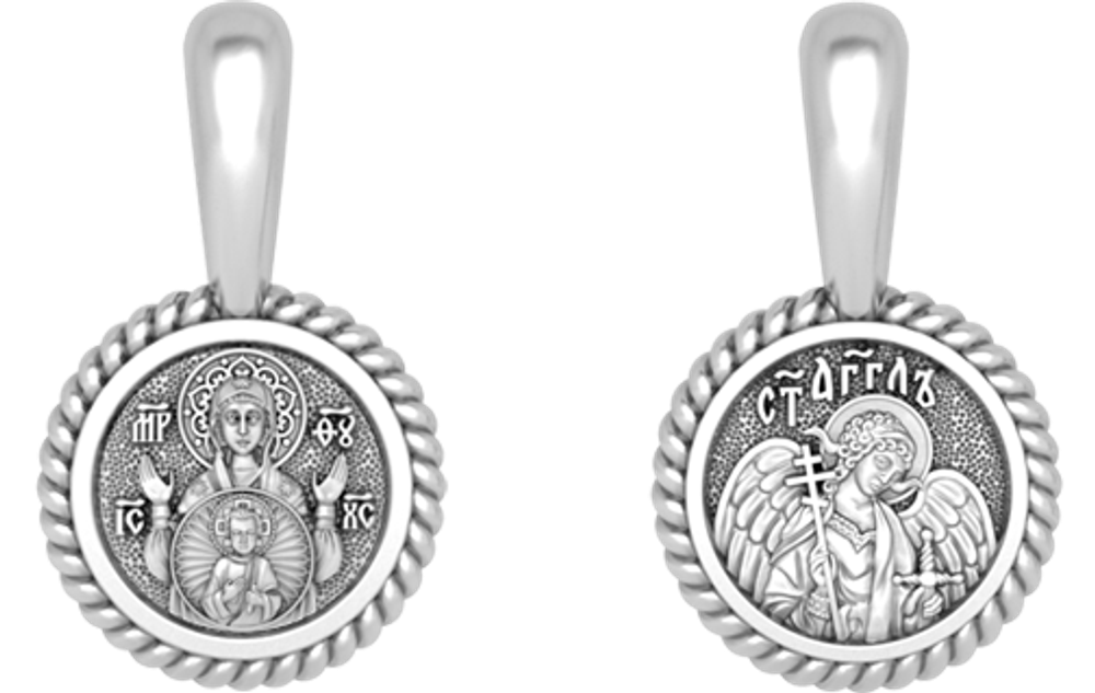 Подвеска "Икона Божией Матери "Знамение". Ангел Хранитель" Подвеска "Икона Божией Матери "Знамение". Ангел Хранитель"