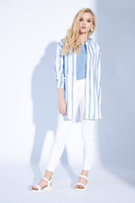 22075 Блузка женская  (бело-синяя полоска)