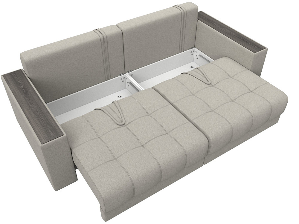 Диван прямой с декором Лига-049 НПБ, РОГОЖКА Амур 02 бежевый