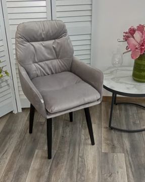 Стул РАЛЬФ ДАНС 360 град. поворотный, ZIZI 522 Серый, велюр / Черный каркас