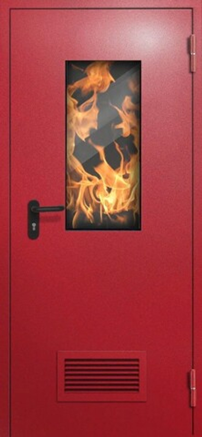 Противопожарная дверь однопольная с остеклением и вентиляцией - 1245