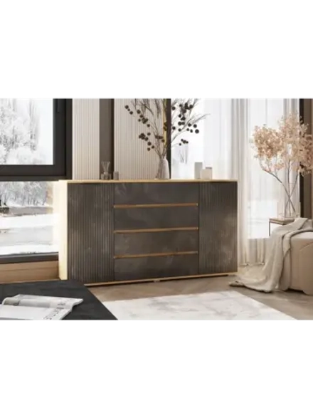 Комод для одежды Мальта грей 3 ящика, 160х45х90 см