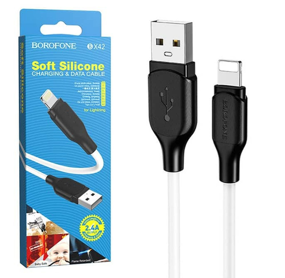 Кабель USB - Lightning BOROFONE BX42 Silicone (белый) 1м