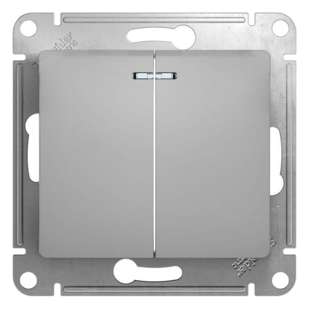 Выключатель 2-кл. СП Glossa 10А IP20 (сх. 5а) 10AX с подсветкой механизм алюм. SE GSL000353 Выключатель 2-кл. СП Glossa 10А IP20 (сх. 5а) 10AX с подсветкой механизм алюм. SE GSL000353