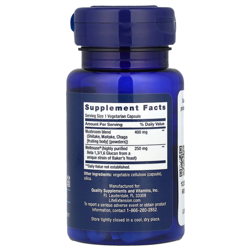 Life Extension, Mushroom Immune with Beta Glucans, 30 вегетарианских капсул
