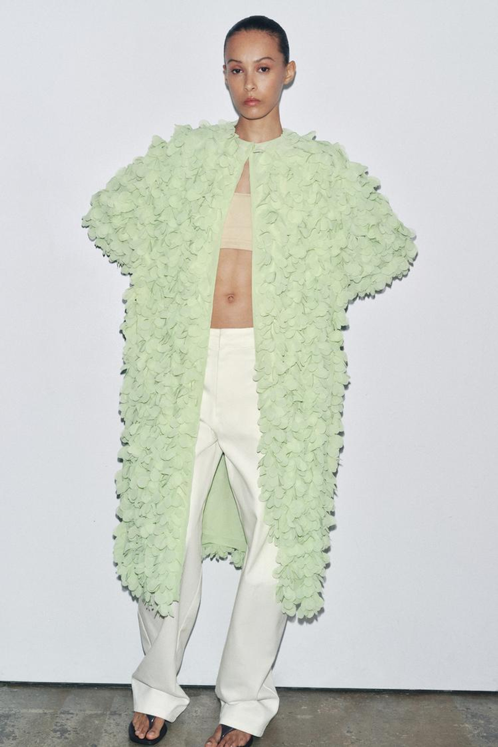 ZARA ПАЛЬТО ИЗ РЕЛЬЕФНОЙ ТКАНИ, МЯТНЫЙ