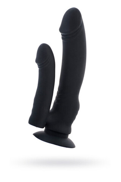 Вибратор для двойного проникновения "Black & Red" (Цвет: черный)