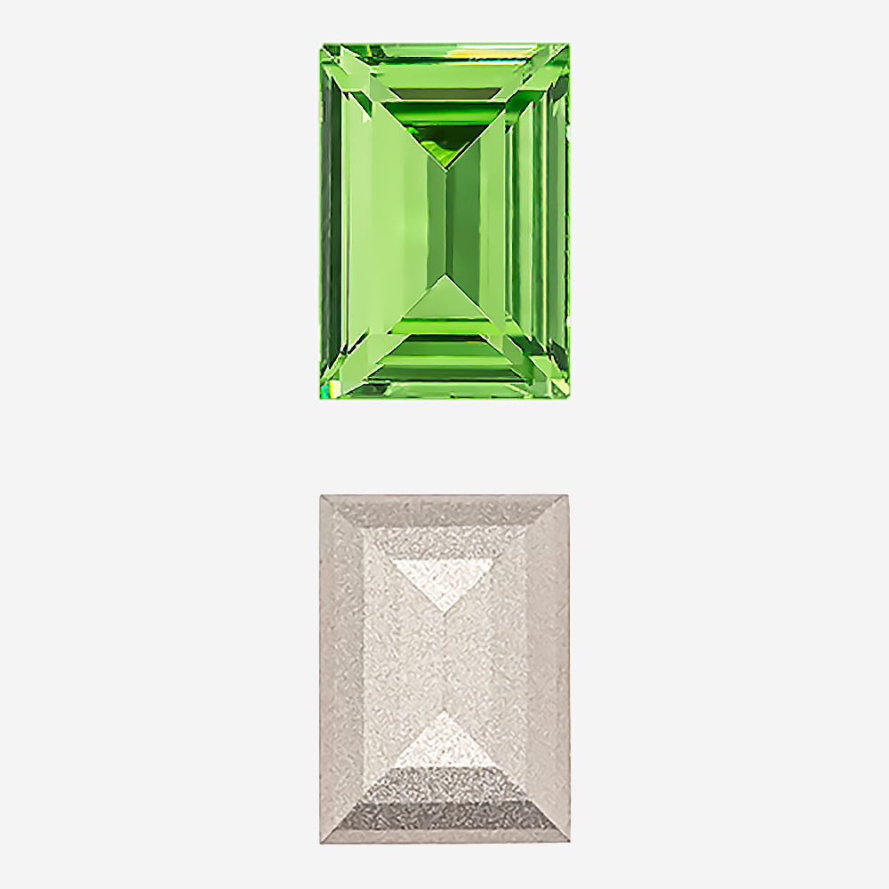 Кристалл Прямоугольник (Step Cut Fancy Stone), оттенок "Перидот"/"Peridot", 14*10мм