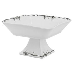 Lenardi 666-397 Квадратная фруктвоница 19см на ножке ARGENTO в под.уп.(х8)Фарфор