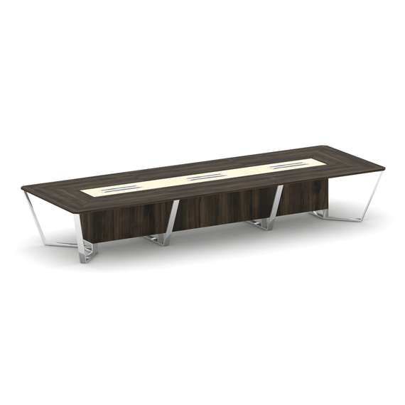 Steel Meet Стол переговорный прямоугольный MMK-PR.B.SP-16 Дуб Мали/Ваниль Глянец/Нержавеющая Сталь/Х