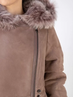 Дубленка зима натуральная с капюшоном длинная