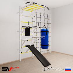 Шведская стенка Sv Sport 52630 (Турник рукоход/Брусья/Стойка/Скамья/Цепь/Мешок 30кг/Канатный лаз)