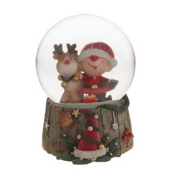 GAEM Фигурка декор в стекл шаре "Гном и Олень" (муз с ключ), D 10 см, L10 W10,5 H14 см