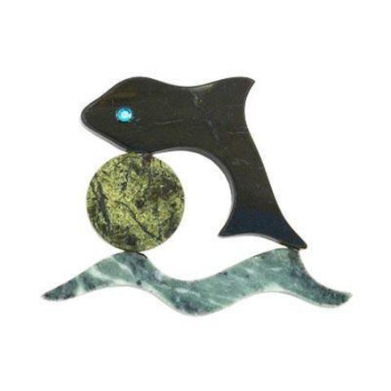 Сувенир на магните "Дельфин" камень змеевик R113795