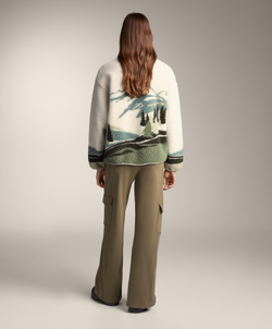 Oysho Толстовка из искусственной овчины с принтом «Пейзаж с оленем», экрю