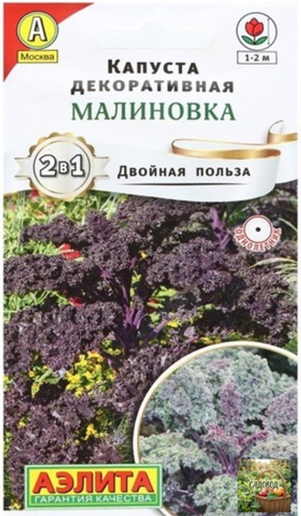 Капуста декоративная МАЛИНОВКА двойная польза, цв пак, 0.3г Аэлита