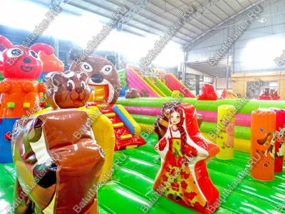 Детский надувной батут-горка "Маша и медведи" 14*13 м