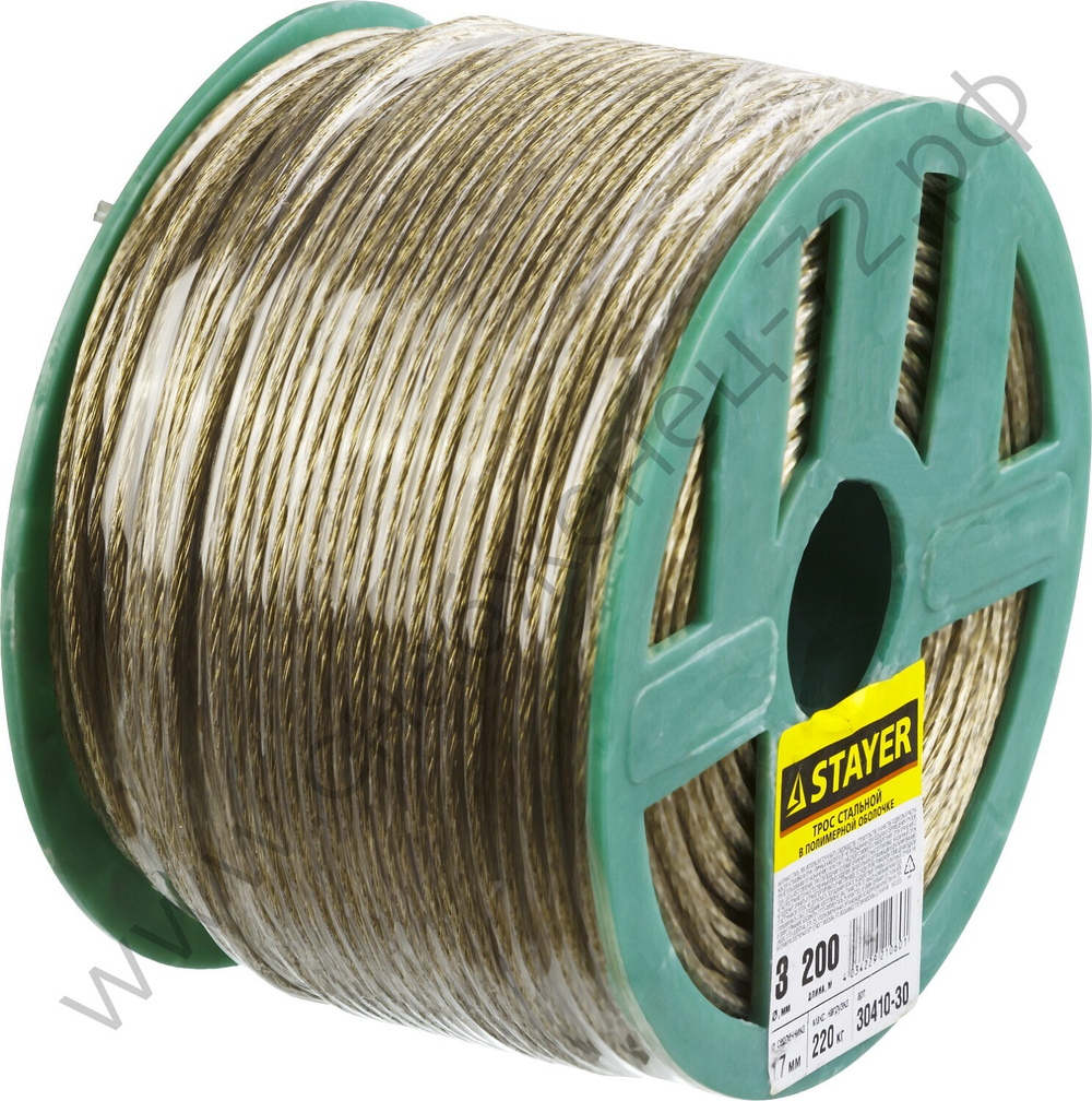 STAYER 3 мм, L=200м., стальной трос в полимерной оболочке (30410-30)