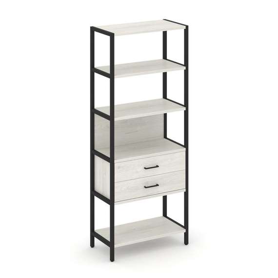 Shelf System Односекционный стеллаж пятиярусный с ящиками SN.STM-512 Дуб Наварра/Металл Черный 810*4