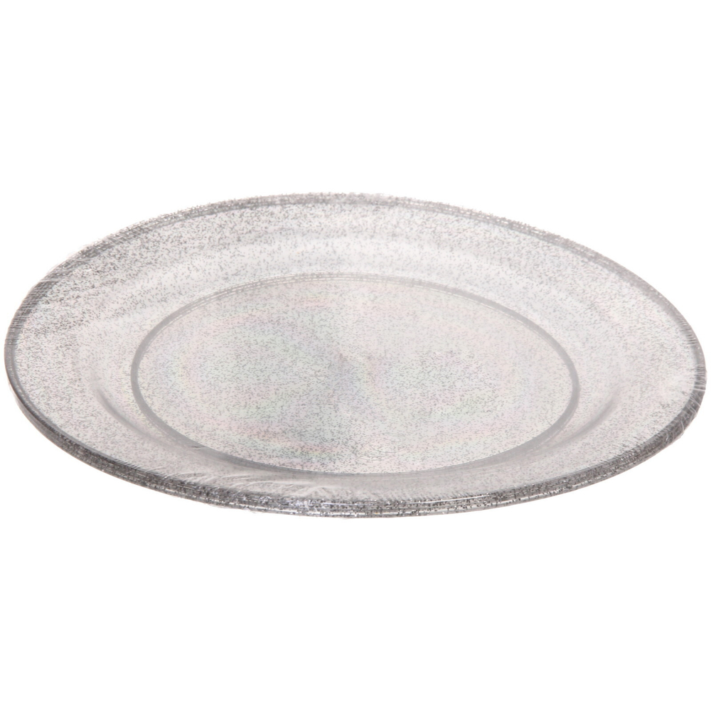Тарелка одноразовая 18 см «Блестки серебро» в наборе 3шт