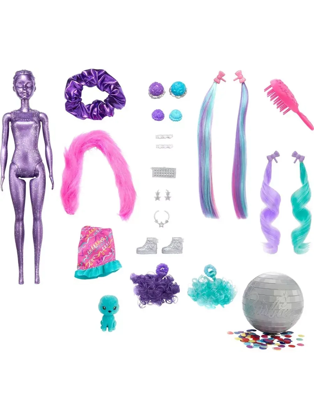 Кукла Барби Color Reveal Glitter Сменные прически HBG41