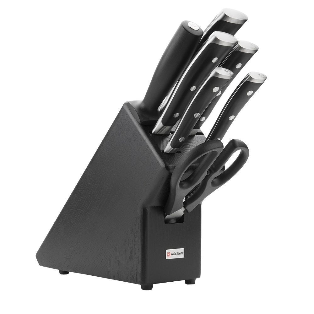 Подставка для ножей 5шт с ножницами и мусатом Wuesthof Classic Ikon Германия