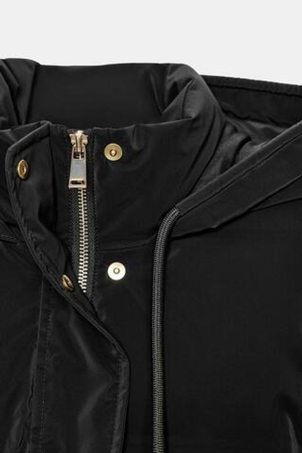 ZARA ПОЛУДЛИННЫЙ ВЕТРОЗАЩИТНЫЙ АНОРАК ИЗ ПРОРЕЗИНЕННОЙ ТКАНИ, ЧЕРНЫЙ