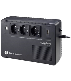 Systeme Electric Back-Save, 600VA/360W, 230V, Line-Interactive, AVR, 3xSchuko, USB charge(type A), USB