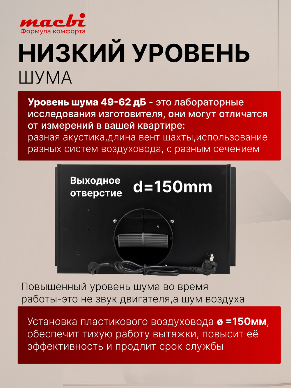 Вытяжка кухонная MACBI B-BOX 60 (BLACK) черный фильтр 1200 м3/ч