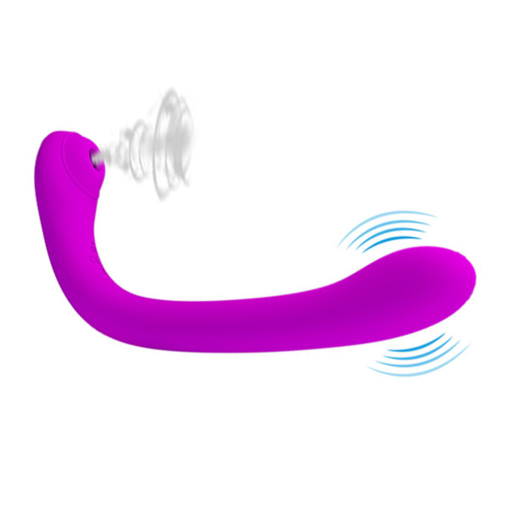 Лиловый вибратор 24,7см с клиторальным стимулятором Pretty Love Alex Long-Handled Clitoral Sucking Vibrator BI-040126