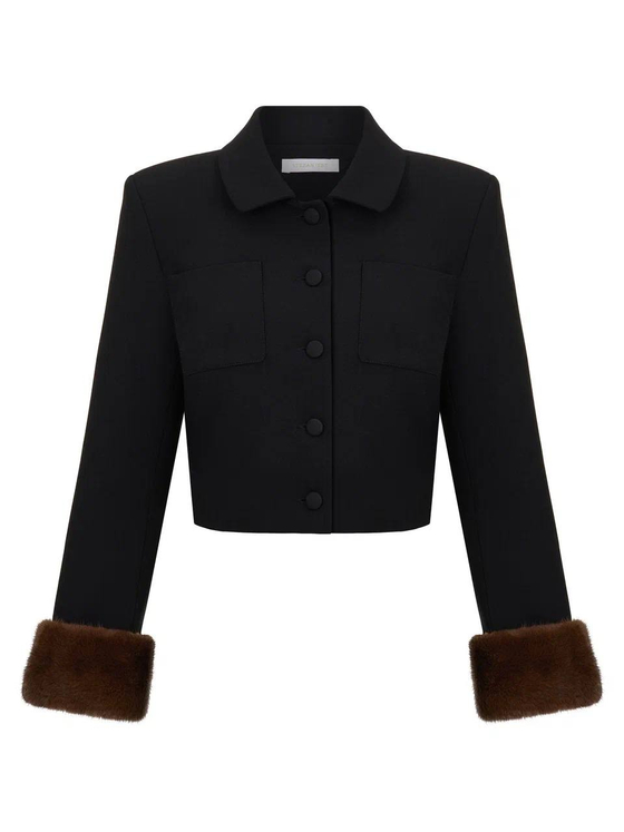 Жакет Love26 с норкой, черный