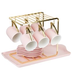 Чайный набор на металлической подставке с подносом 15пр. " . Pink" (6 персон) v=1300/240 мл